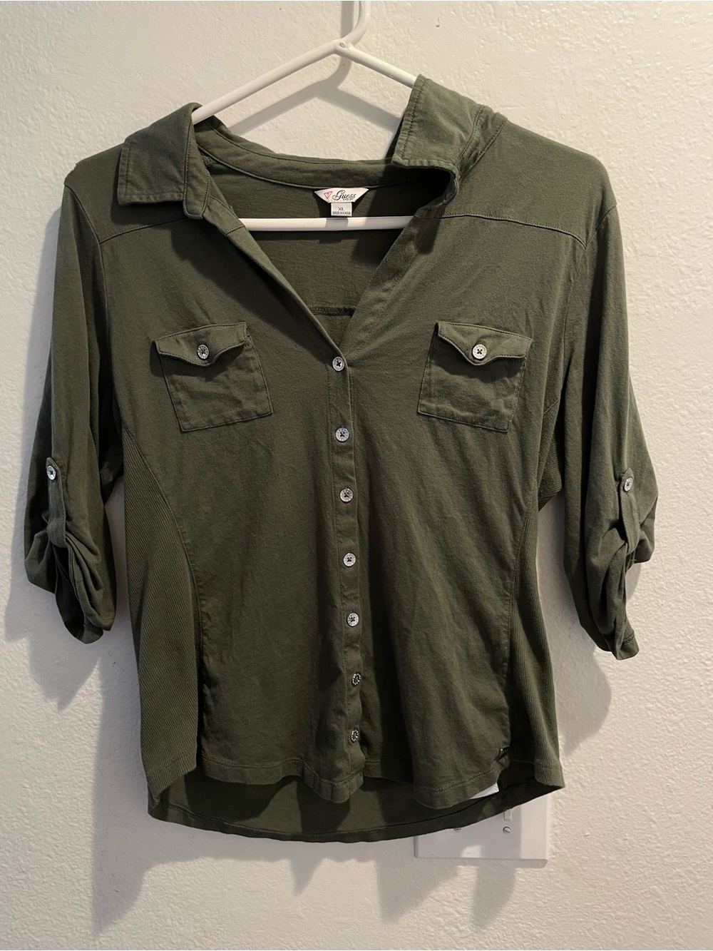 GUESS Military Chic Button Down Shirt XL 💚